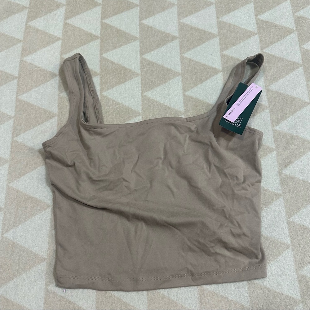 Wild fable butter bliss active taupe square neck tank top